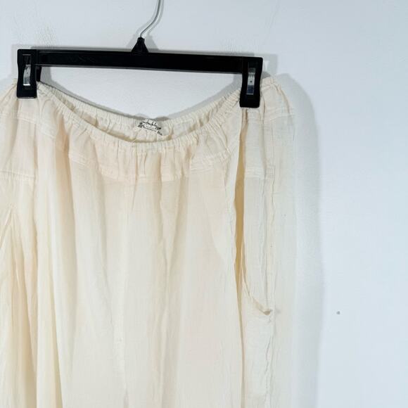 Free People Intimately Cream Lightweight Semisheer Wide Leg Lounge Pants Medium - Picture 2 of 14